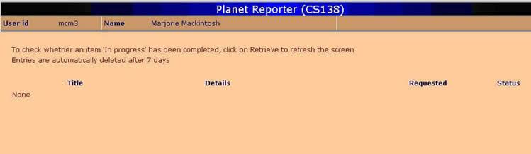 Planet reporter screen (CS138)